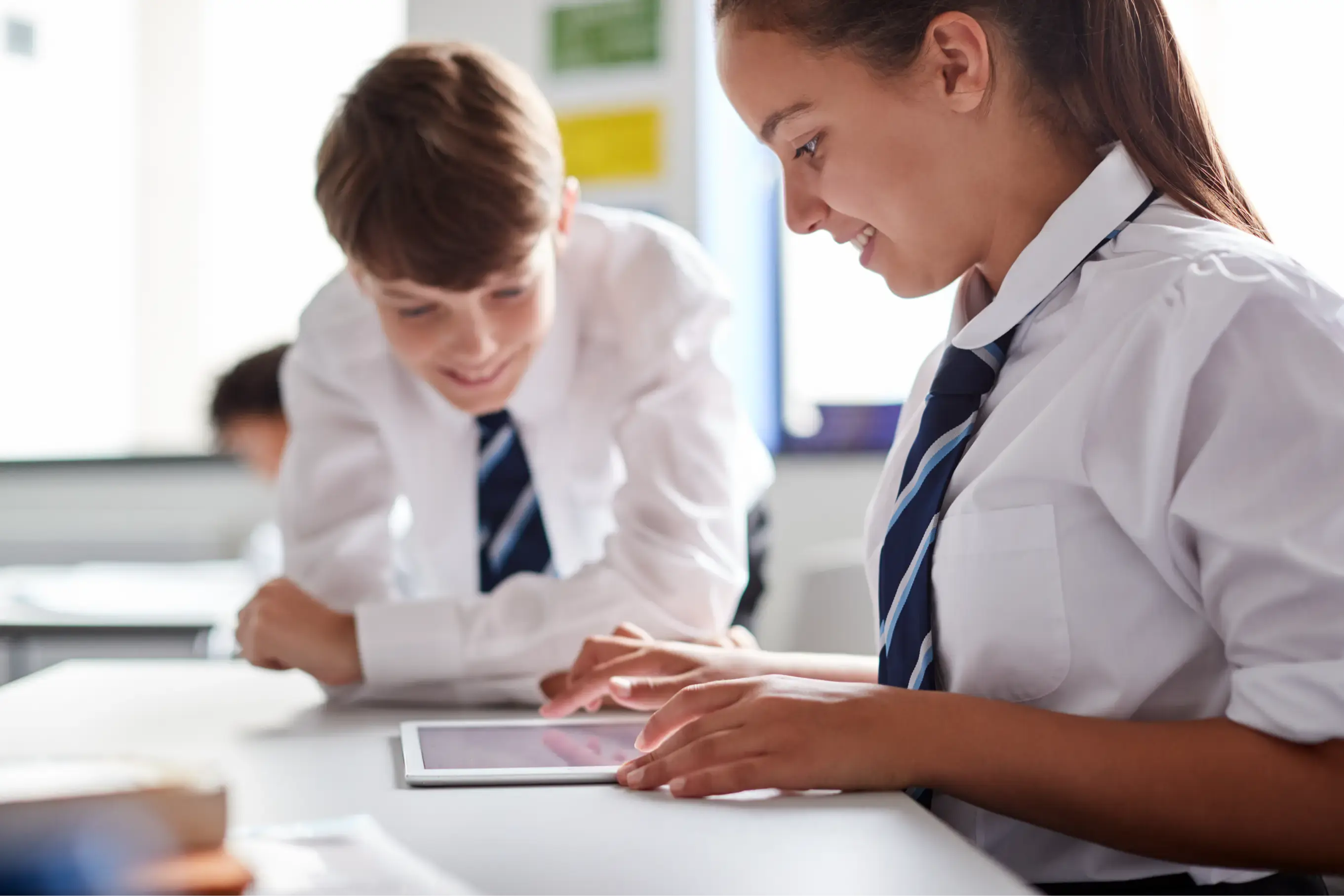 School children working on their ipads